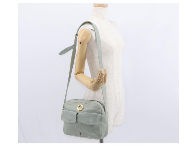 Céline Borsa a Spalla CELINE Circle in Pelle Oro Verde Chiaro Auth 156943 D'oro - vista 23