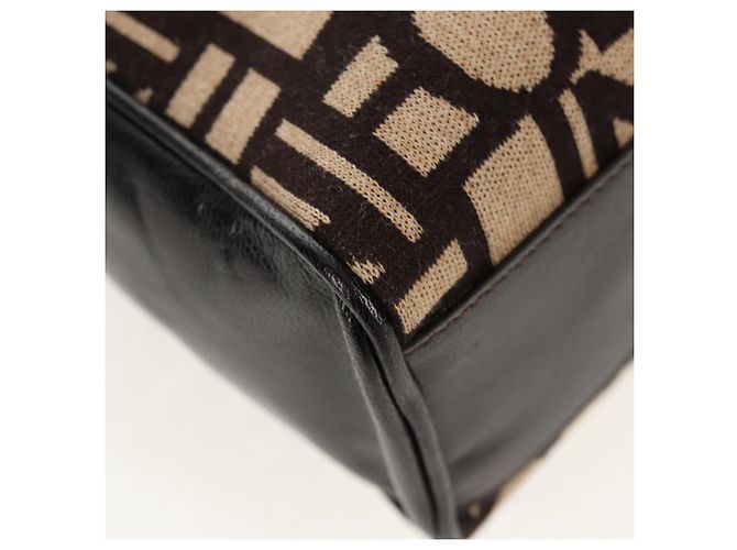 Céline Borsa a Spalla CELINE Blazon in Tela Marrone Oro Auth 158910V D'oro - vista 11