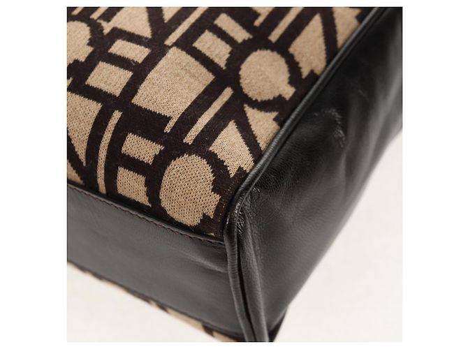 Céline Borsa a Spalla CELINE Blazon in Tela Marrone Oro Auth 158910V D'oro - vista 14