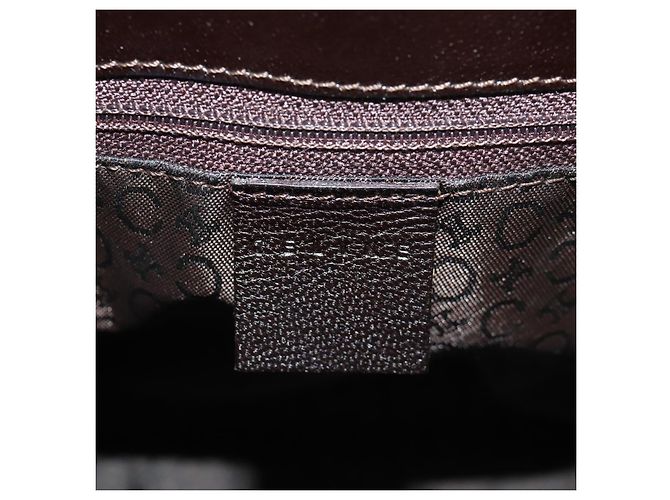 Céline Borsa a Spalla CELINE Blazon in Tela Marrone Oro Auth 158910V D'oro - vista 16