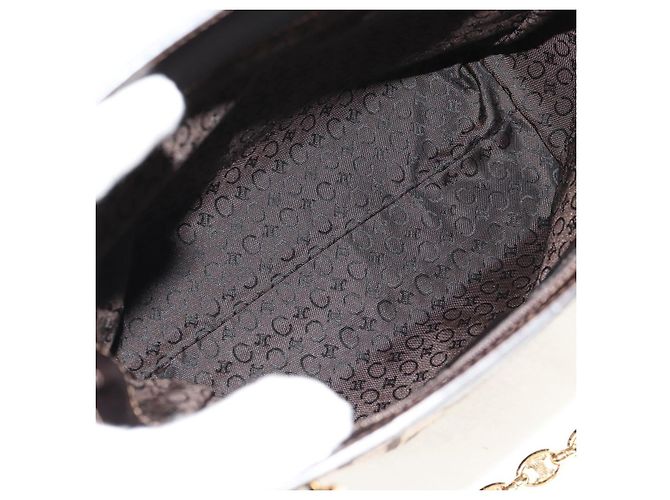 Céline Borsa a Spalla CELINE Blazon in Tela Marrone Oro Auth 158910V D'oro - vista 17