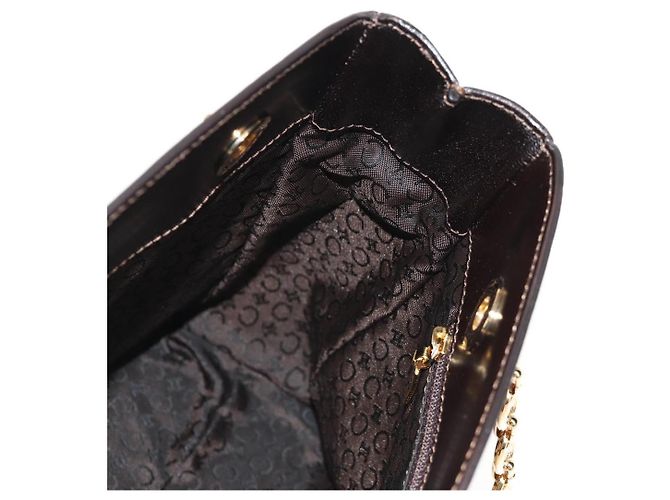 Céline Borsa a Spalla CELINE Blazon in Tela Marrone Oro Auth 158910V D'oro - vista 18