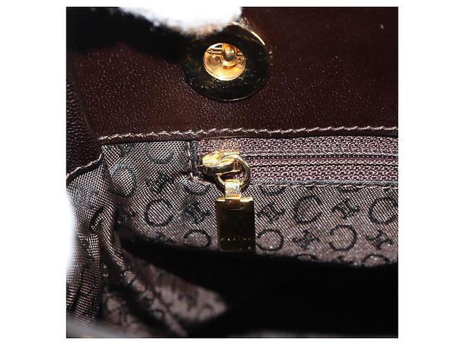 Céline Borsa a Spalla CELINE Blazon in Tela Marrone Oro Auth 158910V D'oro - vista 20