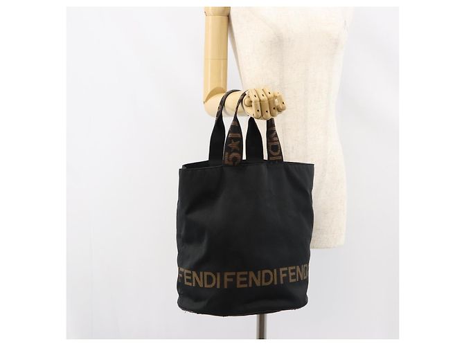 FENDI Tote Bag Nylon Schwarz Silber Auth 160705 - Ansicht 19