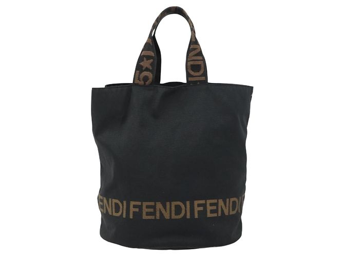 FENDI Tote Bag Nylon Schwarz Silber Auth 160705 - Ansicht 2