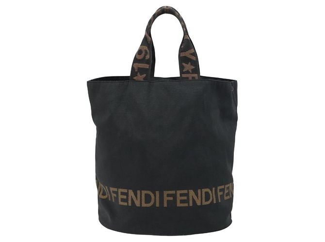 FENDI Tote Bag Nylon Schwarz Silber Auth 160705 - Ansicht 3