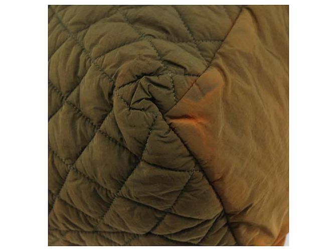 CHANEL Matelassé Coco Cocoon GM Borsa Tote Nylon Khaki Argento CC Auth 157319 Cachi - vista 11