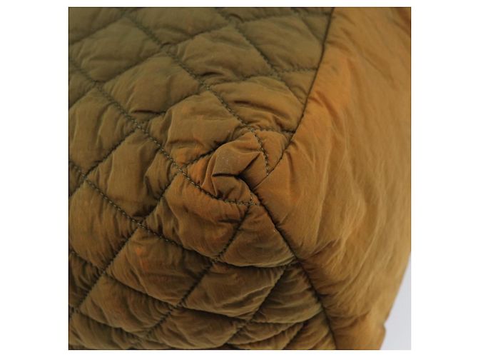 CHANEL Matelassé Coco Cocoon GM Borsa Tote Nylon Khaki Argento CC Auth 157319 Cachi - vista 13