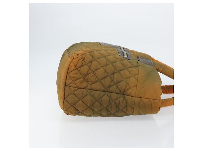 CHANEL Matelassé Coco Cocoon GM Borsa Tote Nylon Khaki Argento CC Auth 157319 Cachi - vista 4