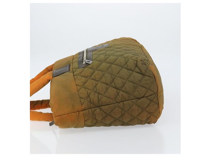 CHANEL Matelassé Coco Cocoon GM Borsa Tote Nylon Khaki Argento CC Auth 157319 Cachi - vista 5
