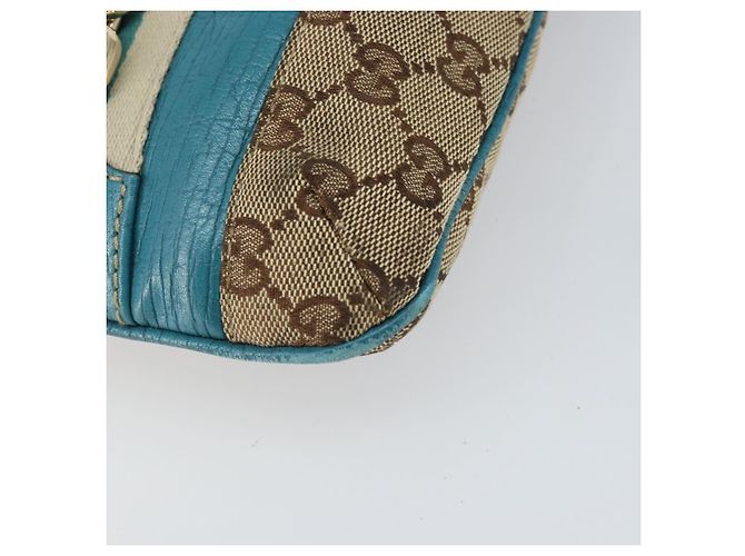 Borsa a Spalla GG Canvas GUCCI Beige Turchese Blu Oro 141506 Auth BA9062 D'oro - vista 11