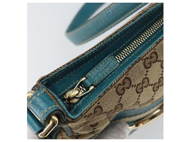 Borsa a Spalla GG Canvas GUCCI Beige Turchese Blu Oro 141506 Auth BA9062 D'oro - vista 14