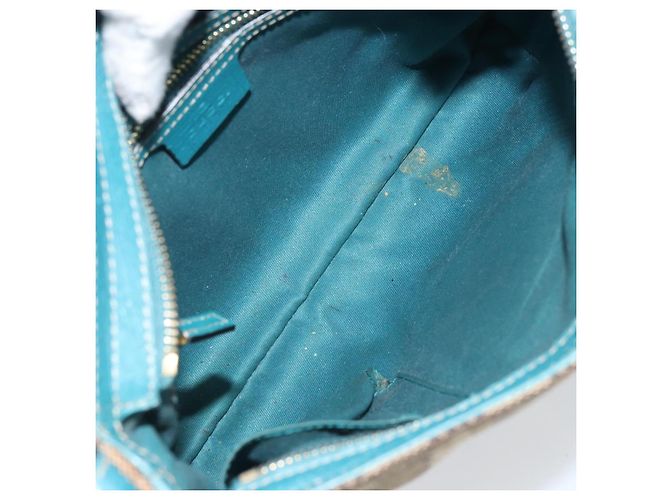 Borsa a Spalla GG Canvas GUCCI Beige Turchese Blu Oro 141506 Auth BA9062 D'oro - vista 16