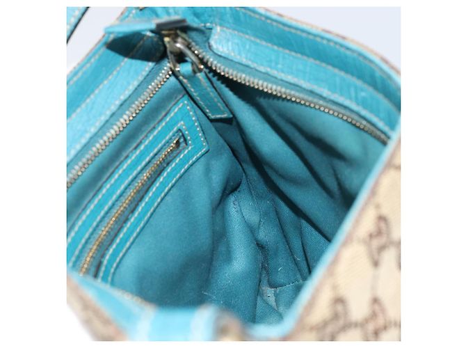 Borsa a Spalla GG Canvas GUCCI Beige Turchese Blu Oro 141506 Auth BA9062 D'oro - vista 17