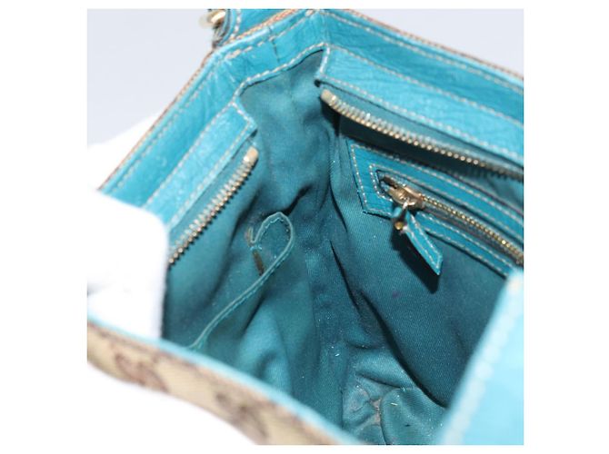 Borsa a Spalla GG Canvas GUCCI Beige Turchese Blu Oro 141506 Auth BA9062 D'oro - vista 18