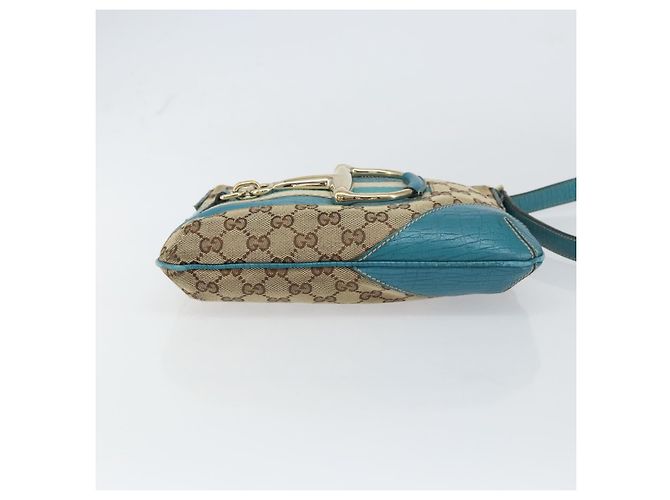 Borsa a Spalla GG Canvas GUCCI Beige Turchese Blu Oro 141506 Auth BA9062 D'oro - vista 9