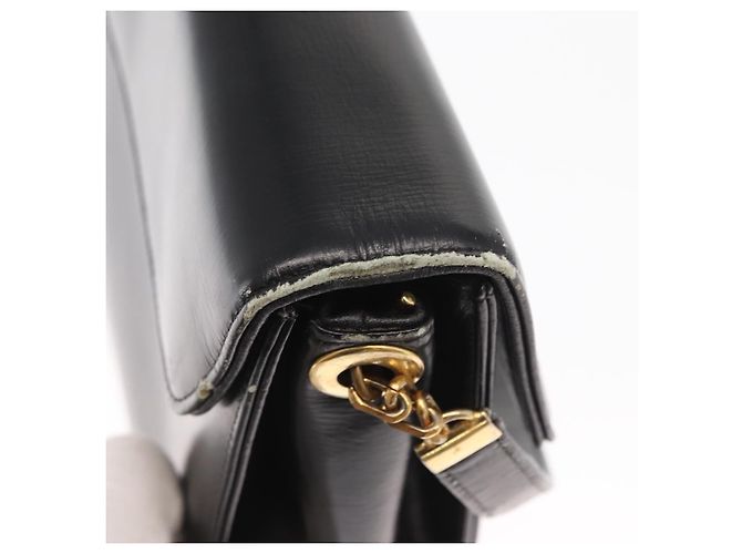 Borsa a Spalla Christian Dior in Pelle Nera Oro Auth 160676 Nero D'oro - vista 14