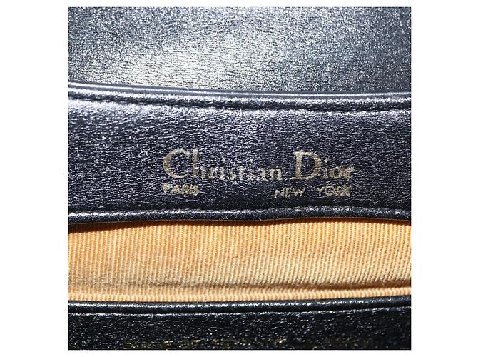 Borsa a Spalla Christian Dior in Pelle Nera Oro Auth 160676 Nero D'oro - vista 17