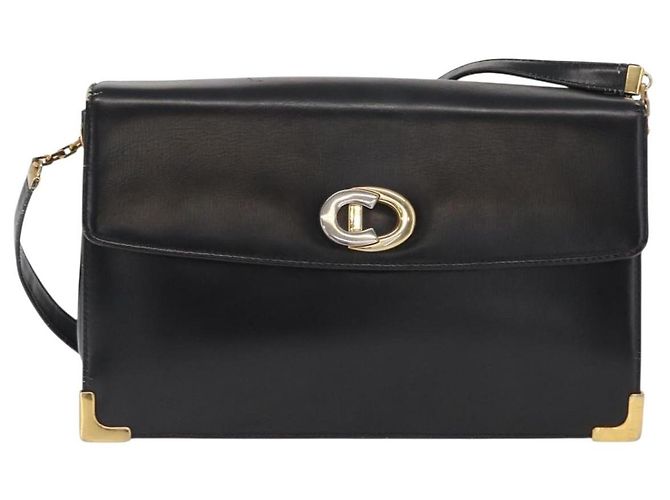 Borsa a Spalla Christian Dior in Pelle Nera Oro Auth 160676 Nero D'oro - vista 2