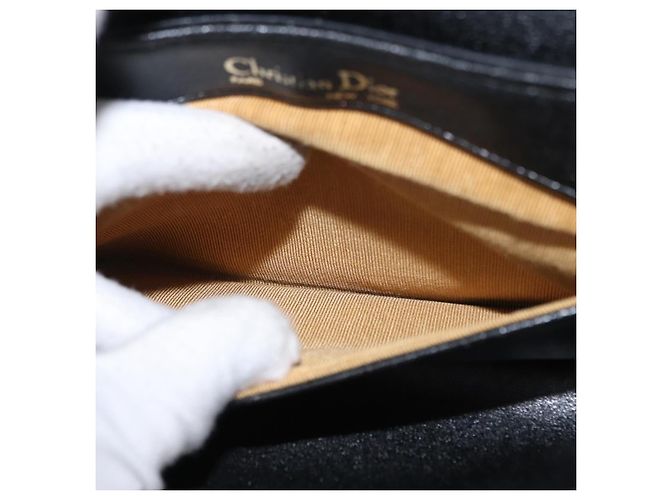 Borsa a Spalla Christian Dior in Pelle Nera Oro Auth 160676 Nero D'oro - vista 21