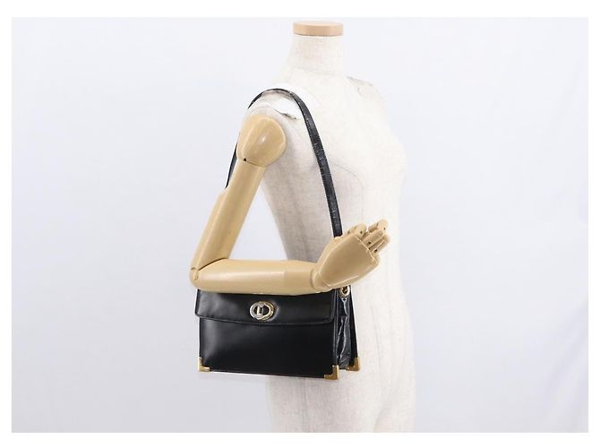 Borsa a Spalla Christian Dior in Pelle Nera Oro Auth 160676 Nero D'oro - vista 22