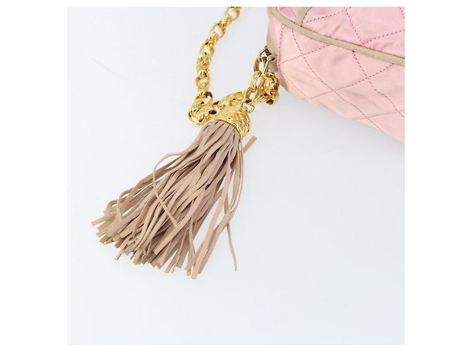 Borsa a Spalla CHANEL con Catena Satin Rosa Oro CC Auth bs31914 D'oro - vista 14