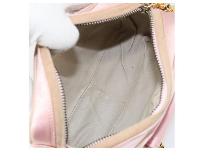 Borsa a Spalla CHANEL con Catena Satin Rosa Oro CC Auth bs31914 D'oro - vista 16