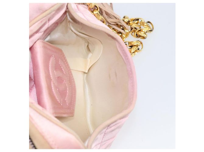 Borsa a Spalla CHANEL con Catena Satin Rosa Oro CC Auth bs31914 D'oro - vista 21