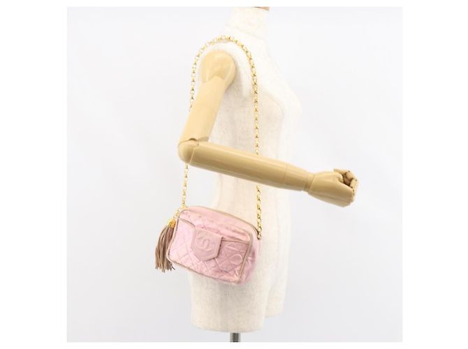Borsa a Spalla CHANEL con Catena Satin Rosa Oro CC Auth bs31914 D'oro - vista 24