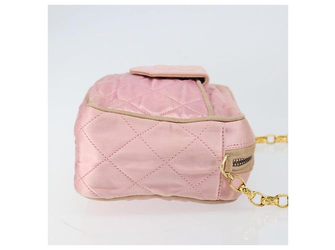 Borsa a Spalla CHANEL con Catena Satin Rosa Oro CC Auth bs31914 D'oro - vista 4