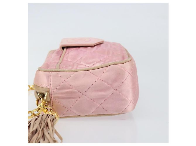 Borsa a Spalla CHANEL con Catena Satin Rosa Oro CC Auth bs31914 D'oro - vista 5