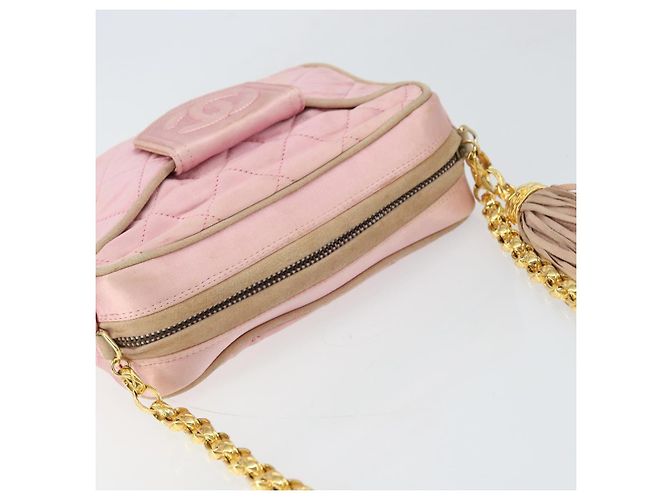 Borsa a Spalla CHANEL con Catena Satin Rosa Oro CC Auth bs31914 D'oro - vista 6