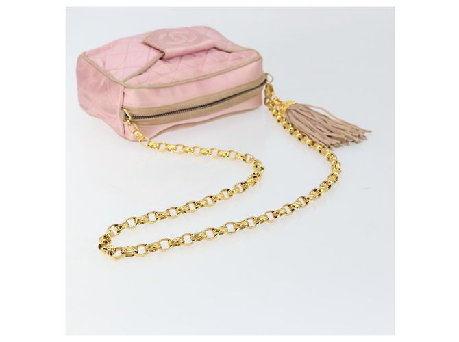 Borsa a Spalla CHANEL con Catena Satin Rosa Oro CC Auth bs31914 D'oro - vista 7