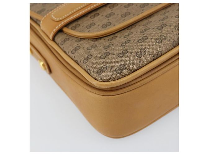 Gucci Borsa a Spalla Micro GG Supreme PVC Beige Oro Auth 160593 D'oro - vista 11