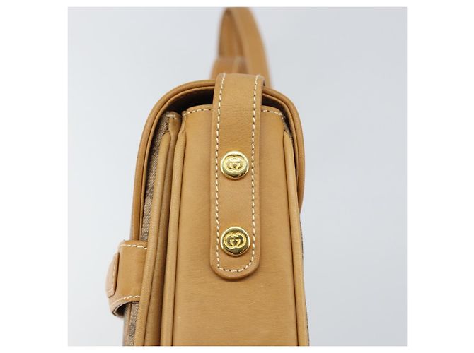 Gucci Borsa a Spalla Micro GG Supreme PVC Beige Oro Auth 160593 D'oro - vista 14