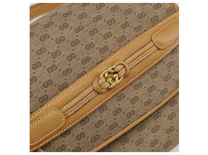 Gucci Borsa a Spalla Micro GG Supreme PVC Beige Oro Auth 160593 D'oro - vista 15