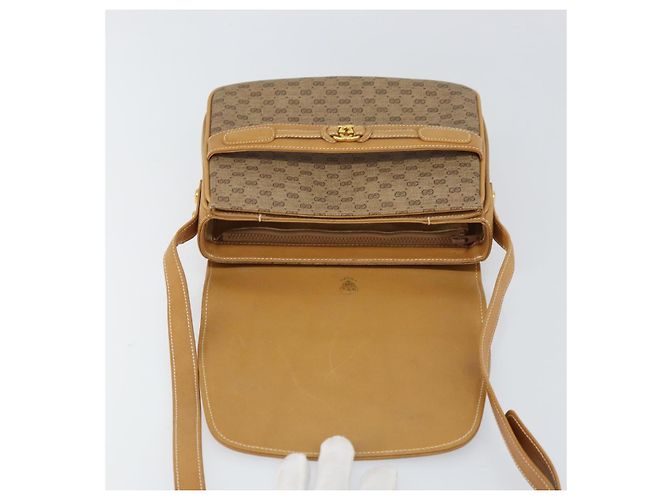 Gucci Borsa a Spalla Micro GG Supreme PVC Beige Oro Auth 160593 D'oro - vista 16