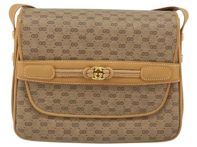 Gucci Borsa a Spalla Micro GG Supreme PVC Beige Oro Auth 160593 D'oro - vista 2