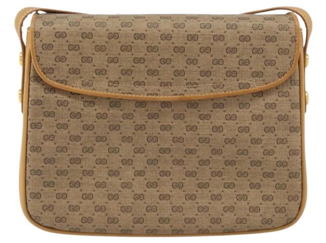 Gucci Borsa a Spalla Micro GG Supreme PVC Beige Oro Auth 160593 D'oro - vista 3