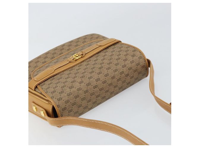 Gucci Borsa a Spalla Micro GG Supreme PVC Beige Oro Auth 160593 D'oro - vista 6