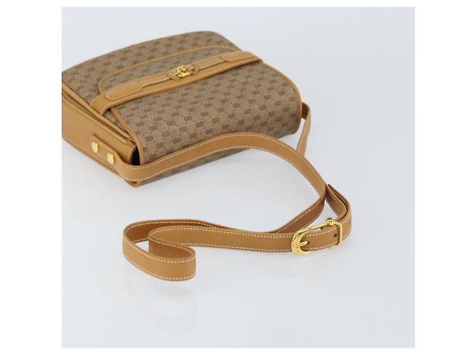 Gucci Borsa a Spalla Micro GG Supreme PVC Beige Oro Auth 160593 D'oro - vista 7