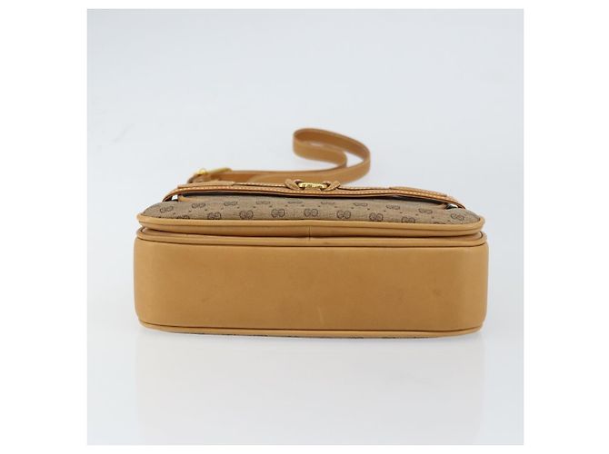 Gucci Borsa a Spalla Micro GG Supreme PVC Beige Oro Auth 160593 D'oro - vista 9