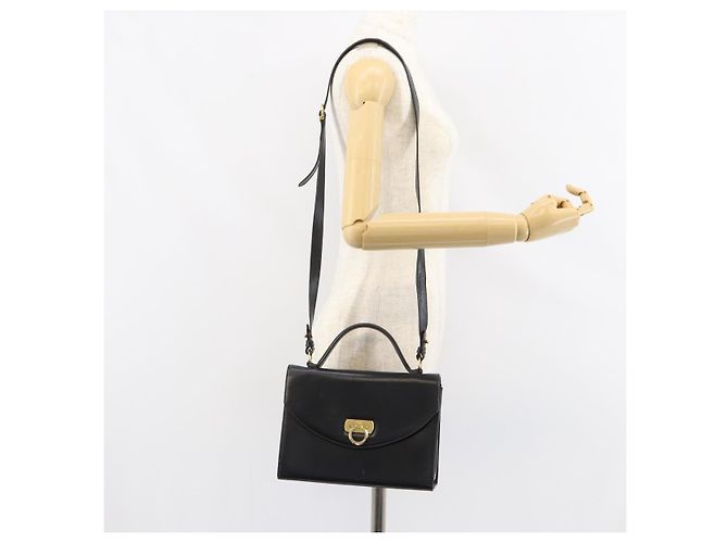 Borsa a Spalla Salvatore Ferragamo Gancini in Pelle 2 in 1 Nera Oro Auth 156467 - vista 26