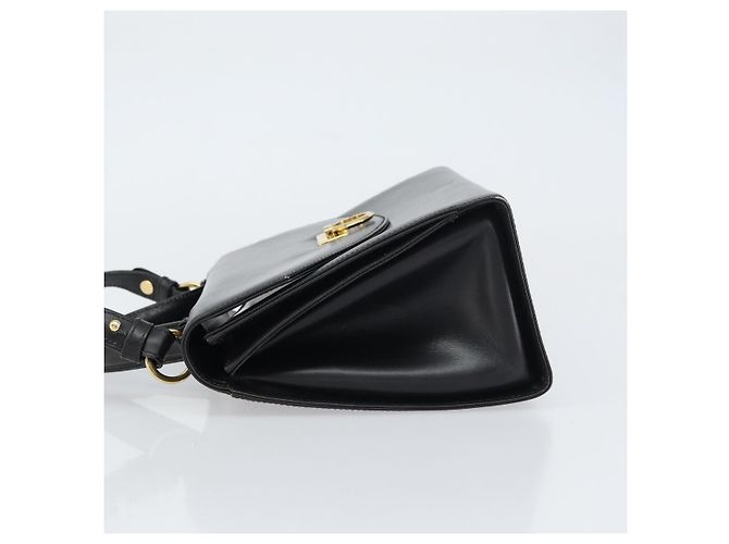 Borsa a Spalla Salvatore Ferragamo Gancini in Pelle 2 in 1 Nera Oro Auth 156467 - vista 5