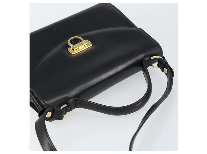 Borsa a Spalla Salvatore Ferragamo Gancini in Pelle 2 in 1 Nera Oro Auth 156467 - vista 6