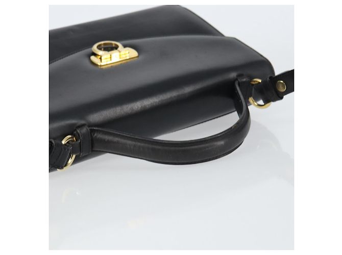 Borsa a Spalla Salvatore Ferragamo Gancini in Pelle 2 in 1 Nera Oro Auth 156467 - vista 7