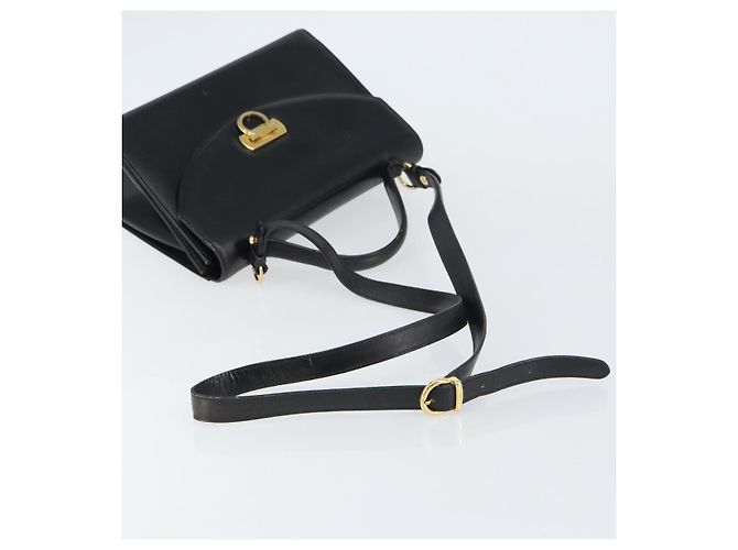 Borsa a Spalla Salvatore Ferragamo Gancini in Pelle 2 in 1 Nera Oro Auth 156467 - vista 9