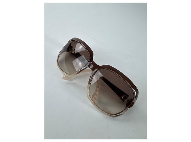Vintage Gucci Übergroße Sonnenbrille Schwarz Beige - Ansicht 12