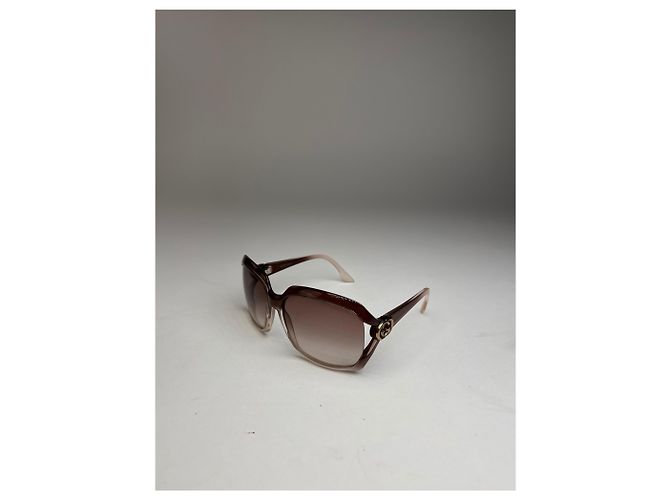 Vintage Gucci Übergroße Sonnenbrille Schwarz Beige - Ansicht 3