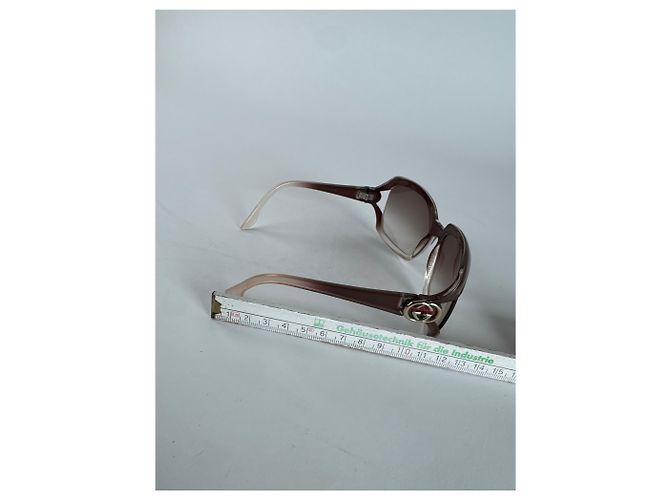 Vintage Gucci Übergroße Sonnenbrille Schwarz Beige - Ansicht 9